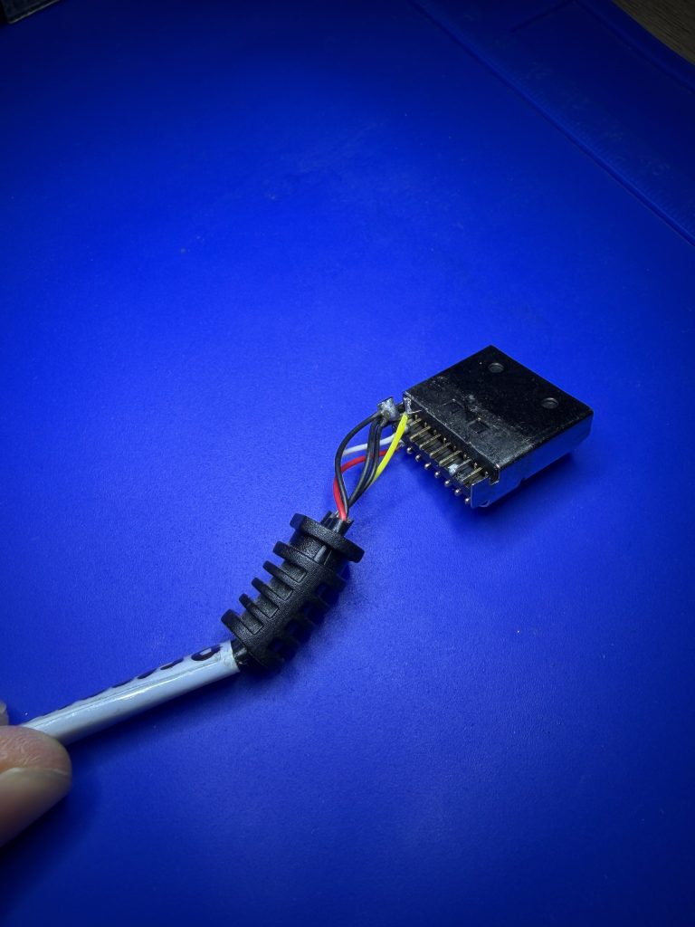 The blob of solder on the pin let me know where the wire had broken off from