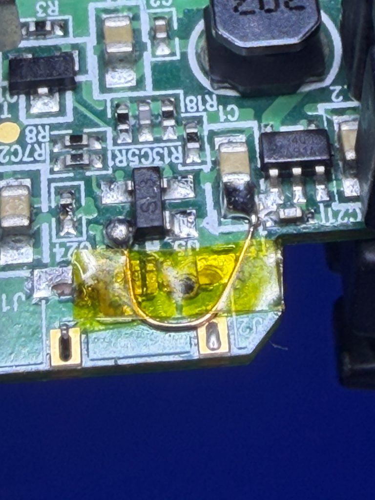 After soldering the first jumper wire