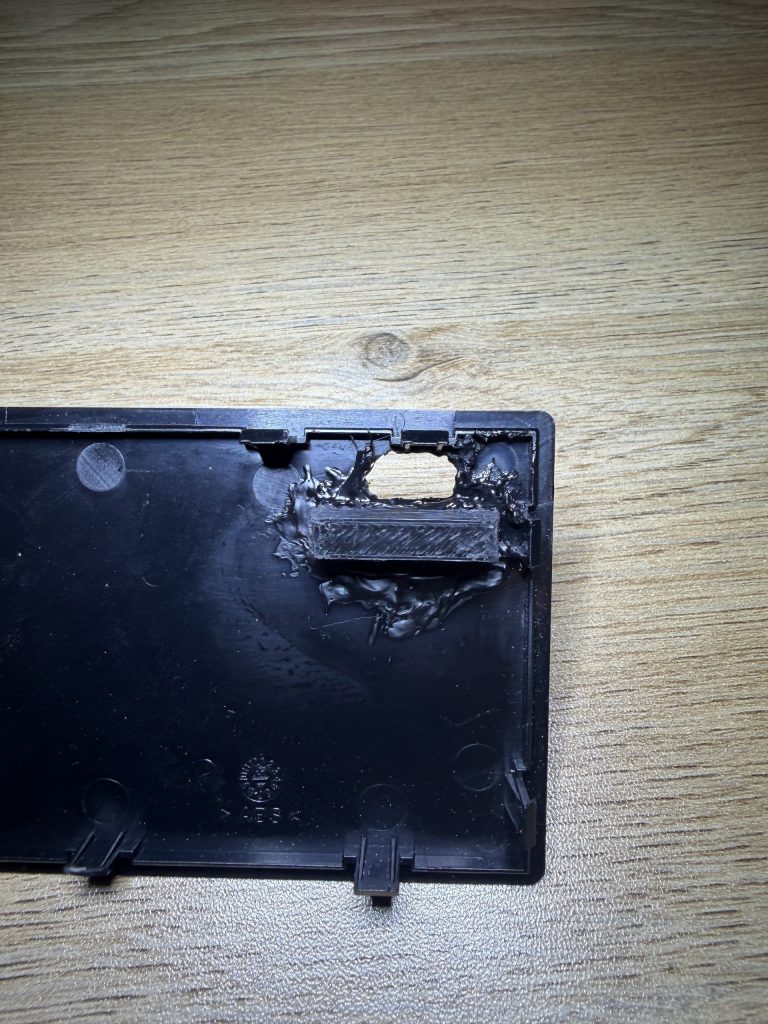My messy port mount (but at least it's hidden on the inside!)